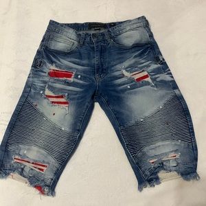 🩳 Decibel Distressed Red Patched Men’s Denim Jeans 🩳